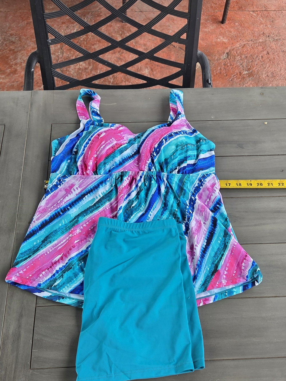 Kim Gravel Multicolor Striped Tankini Set Sizes 12 & 14